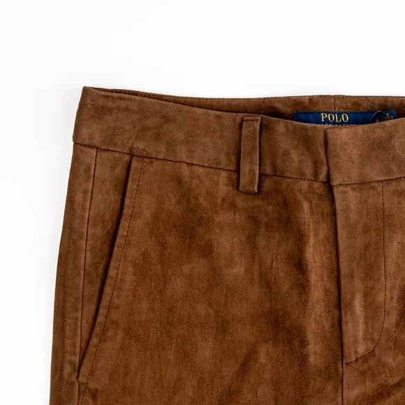 NWT Polo Ralph Lauren Lamb Suede Flared Pants Brown $1298 - Size 4 - Picture 6 of 10